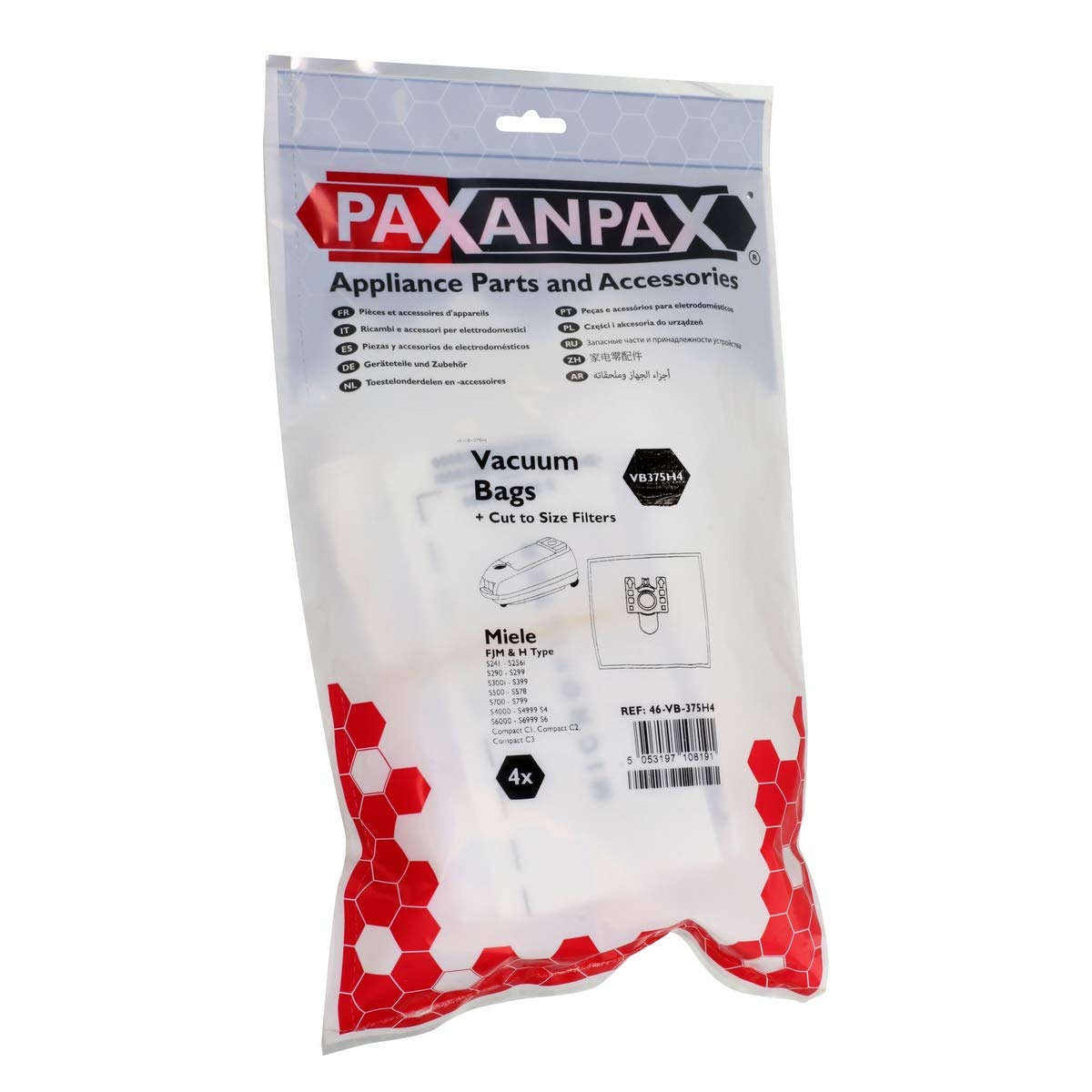 Paxanpax Zestaw toreb i filtrów SMS VB375H4 Miele 'FJM & H' typ 4 + 2 sztuki