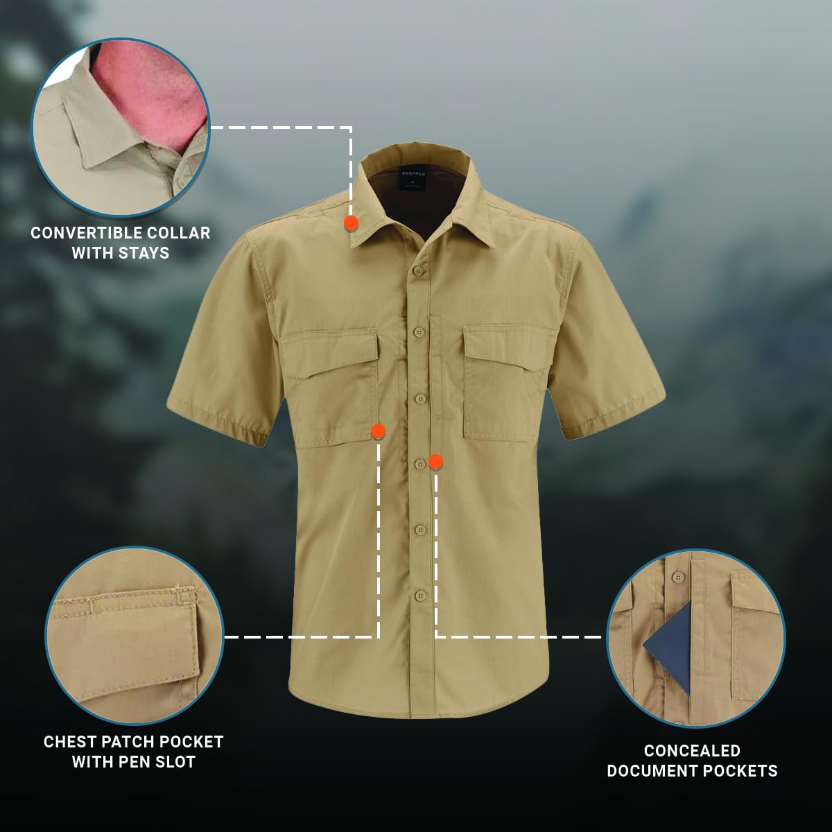 Propper Herren Revtac Tactical Short Sleeve Stretch Men's Shirt Revtac Herren Tactical Short Sleeve Stretch Shirt