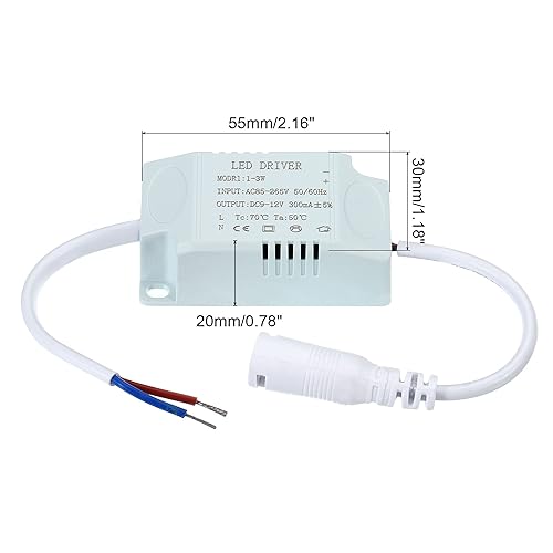 Miniatura 2 de PATIKIL Controlador LED de 1-3W 300mA, paquete de 3 salidas AC 85-265V 9-12V DC Conector hembra Conector rectificador de corriente constante
