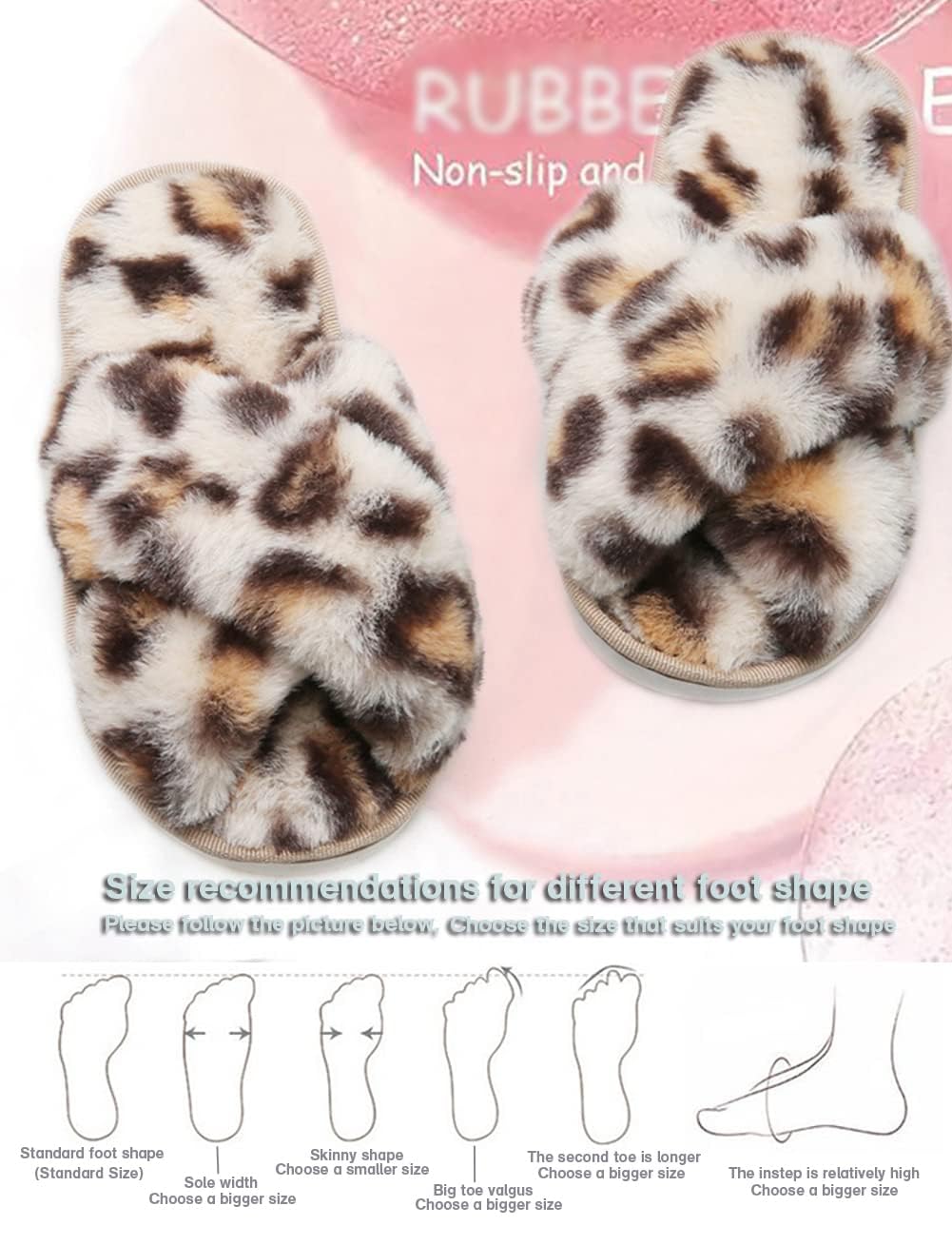 LightFun Pantuflas peludas y esponjosas para niña, con puntera abierta, para niños, con banda cruzada, para niñas, casa, interiores y exteriores