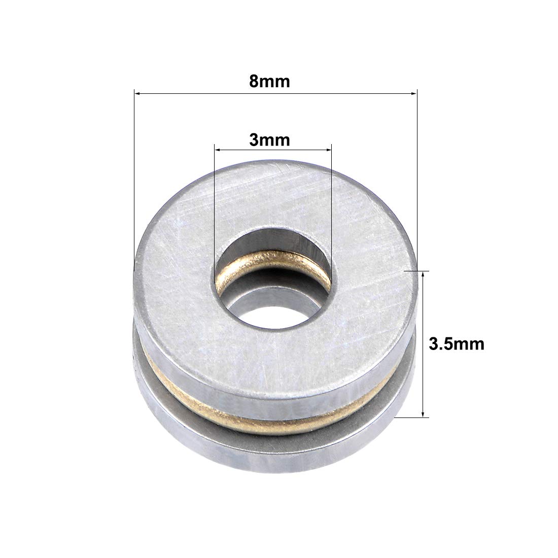 Sourcing Map F8-22M Poussée Billes Roulements 8mm X 22mm X 7mm Chrome Acier Unique Direction