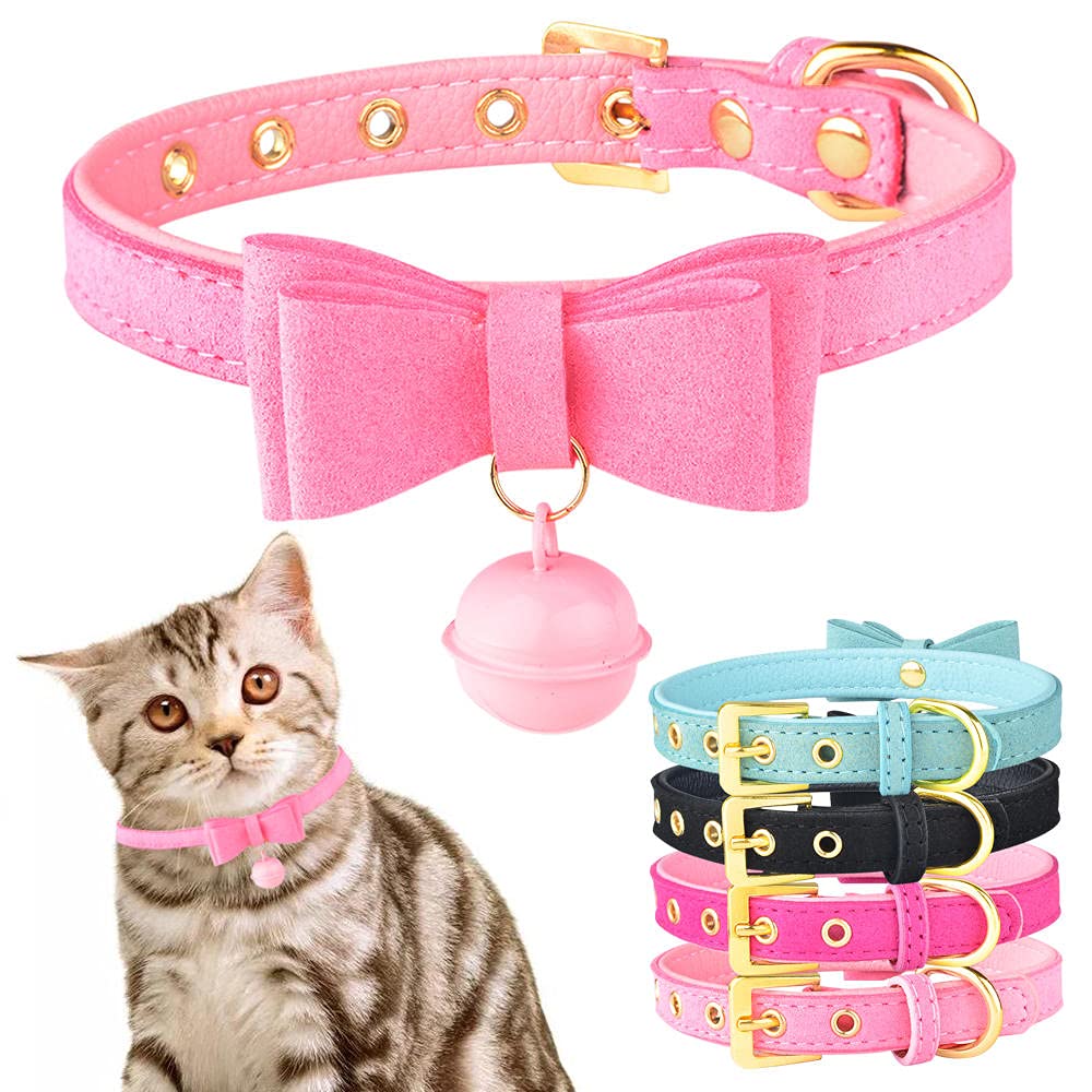 Amazon | 猫用首輪可愛い 蝶ネクタイ付き犬の首輪 1 個ピンク猫の首輪 