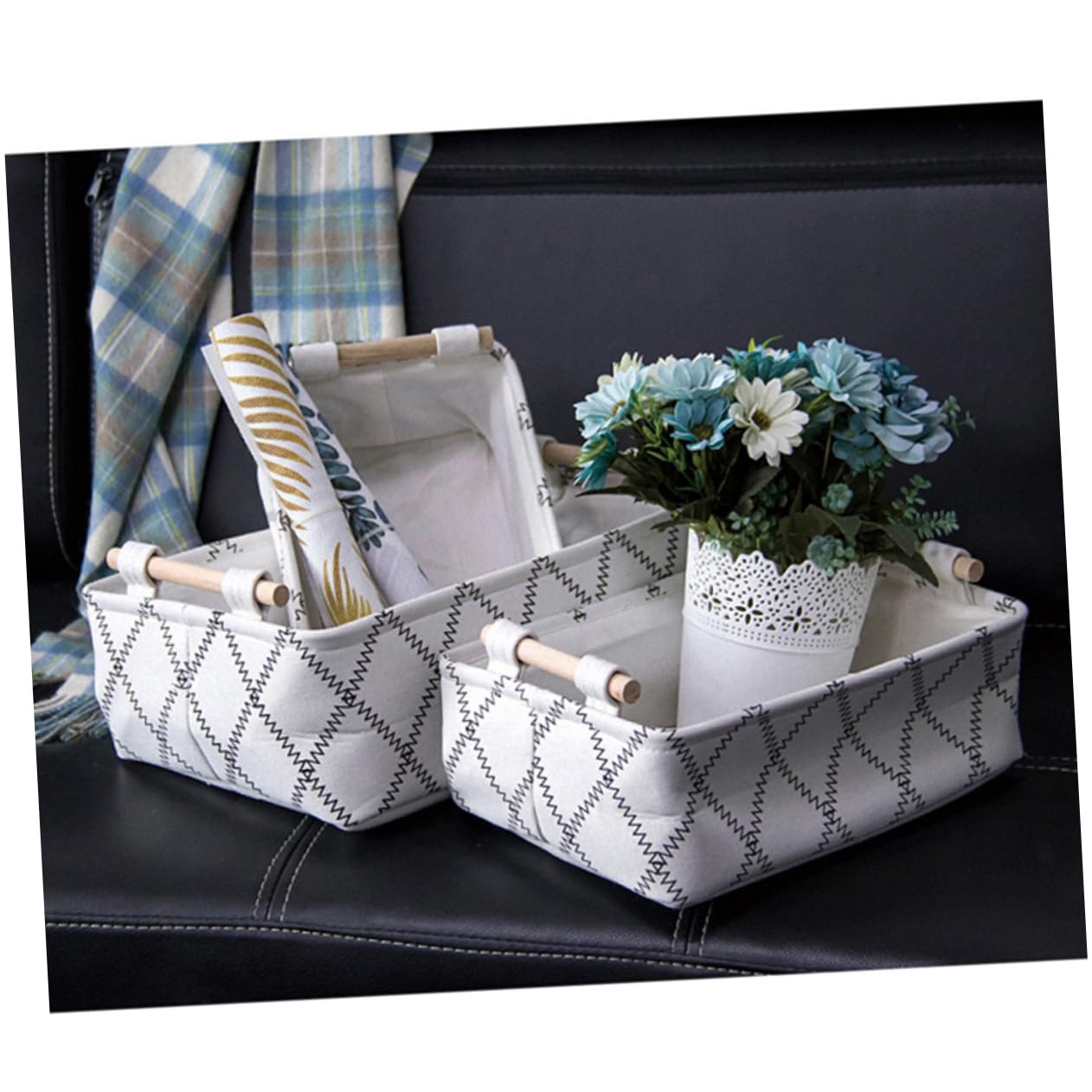 Cabilock 1pc Kids Toy Organizer Bin Cotton Linen Storage Basket Baskets Storage Boxes Drapery Fabric Desktop Cosmetic Storage Bin Waterproof Organization Storage Bin Snack Basket Portable