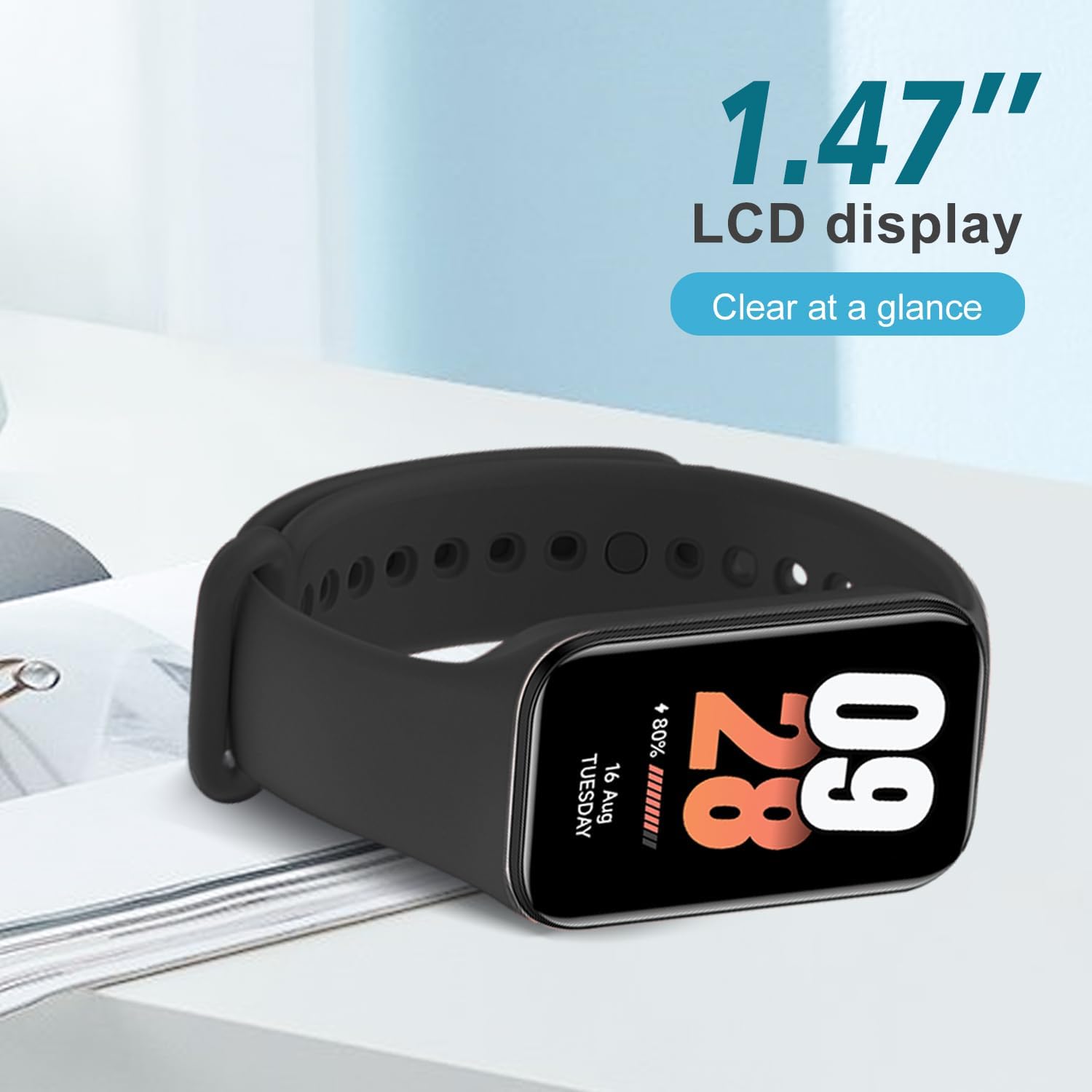 Mi Band 8 Active Fitness Tracker, wyświetlacz LCD 1,47, Mi Smart Band 8 zdjęcie 2