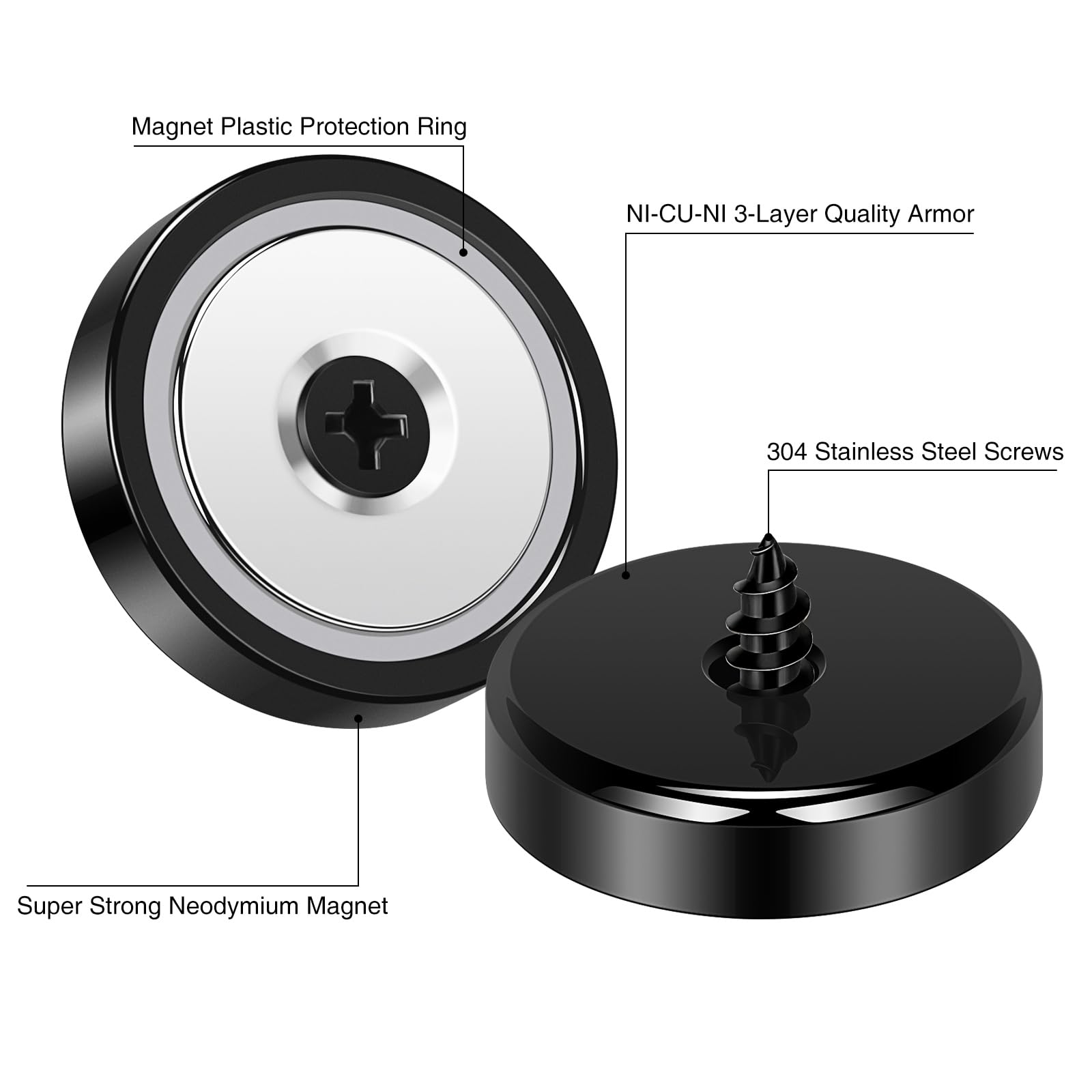 4 Magneti Neodymio 32x8 Mm 90 LBS - Forti Magnetini Da Attacco Per Frigorifero, Whiteboard, Officina - Foto 3