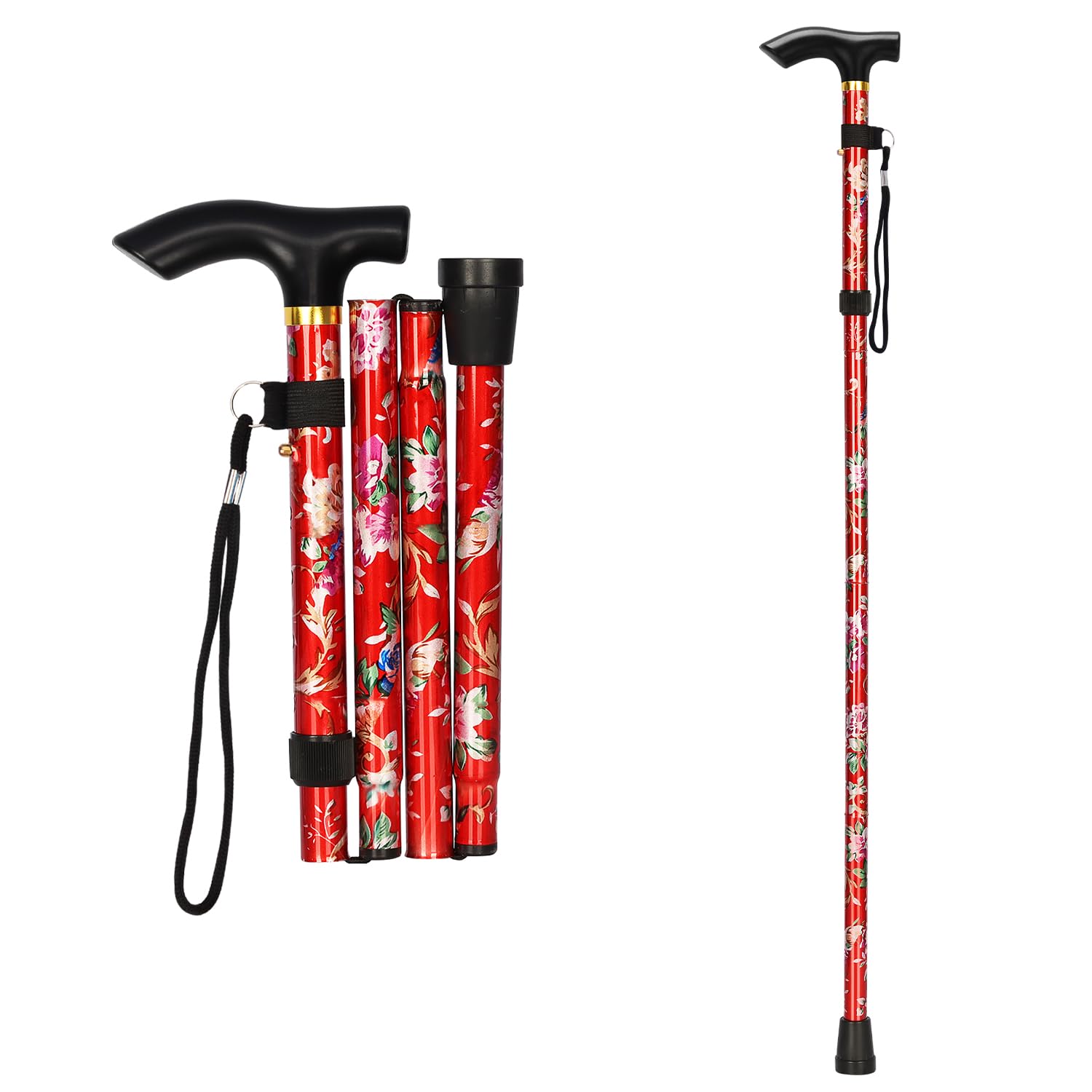 supregear Bastón Plegable, 5 Niveles de Altura Ajustable, Ligero y Portátil para Viaje, Mango en T y Pulsera, Extensible para Personas Mayores y Adultos con Discapacidad — view 19