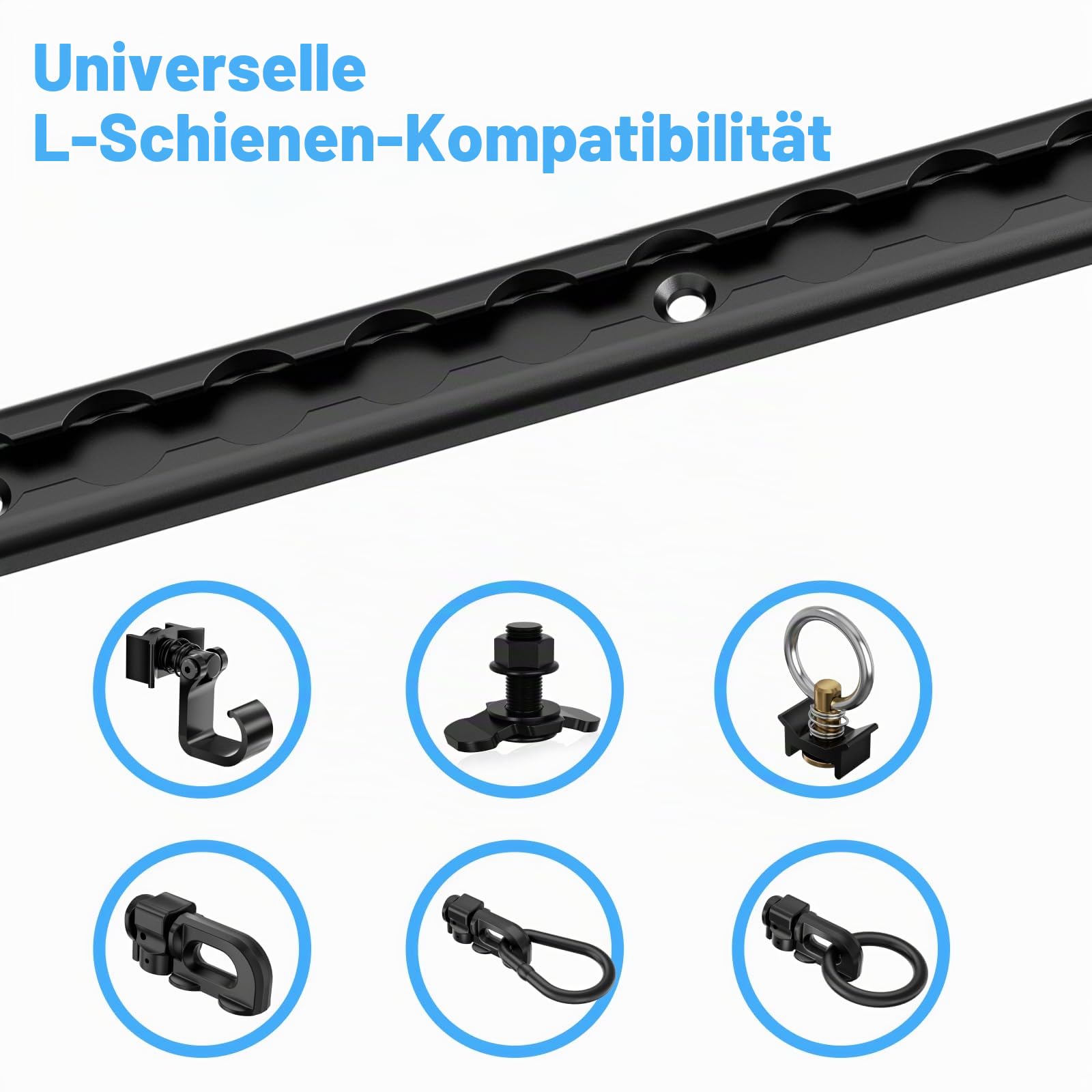 4 Stück L-Schiene, 305 mm Aluminium-L-Schiene, kurze Airline-Spannschiene für enge Räume, LKW-Betten, Vans, Pickups, Anhänger, Motorräder, ATVs, Dirt Bikes, schwarz eloxiert