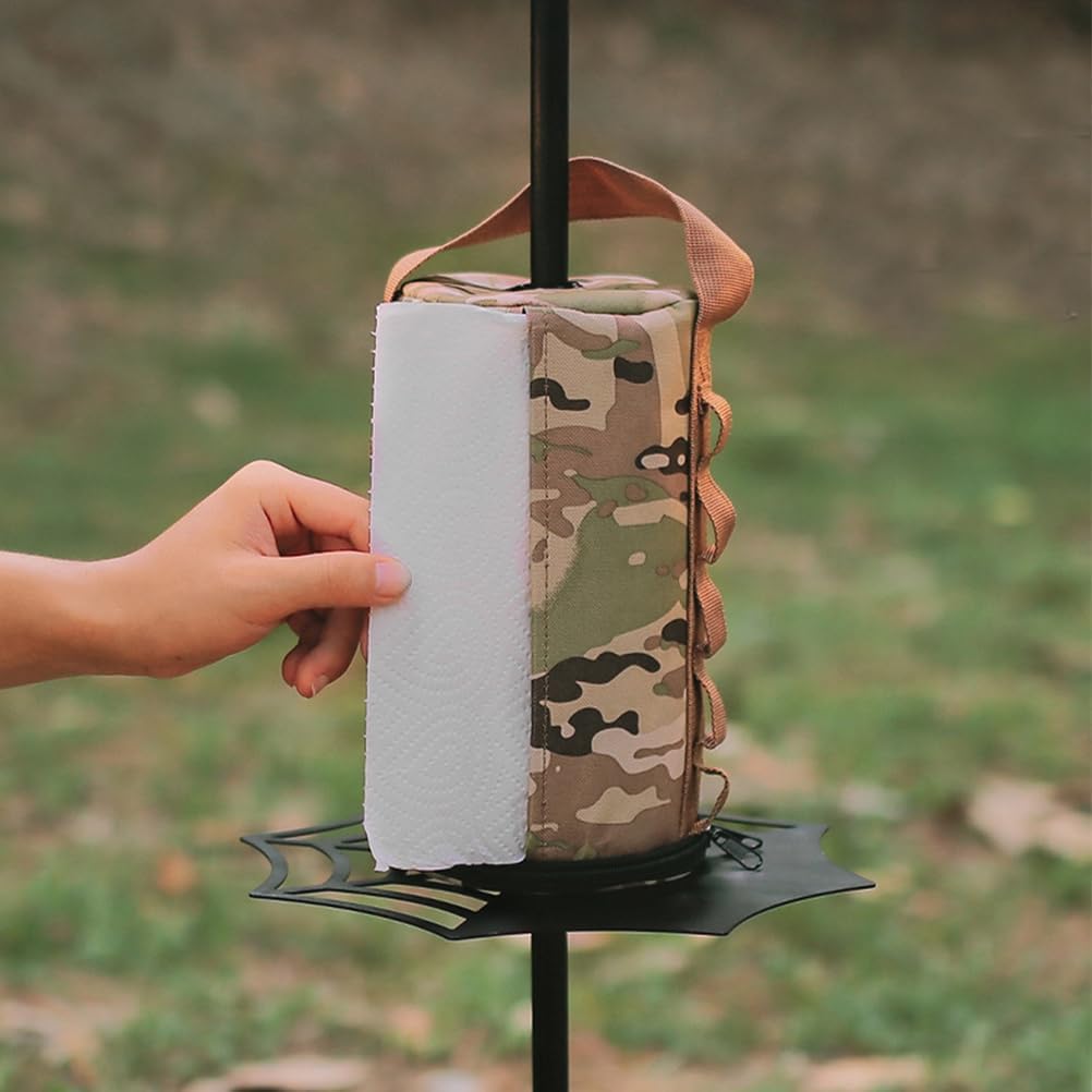 HOMSFOU Portable Tissue Holder with Zipper Closure 9.84In Travel Paper Towel Box Hanging Storage Organizer for Outdoor Camping and Kitchen Use