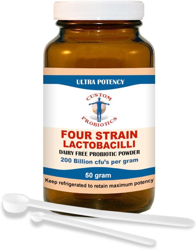 Four Strain Lactobacilli Probiotic Powder by Custom Probiotics (50 gram)