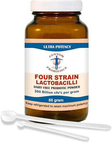 Polvo probiótico de lactobacilos Four Strain de Custom Probiotics (1.76 oz)