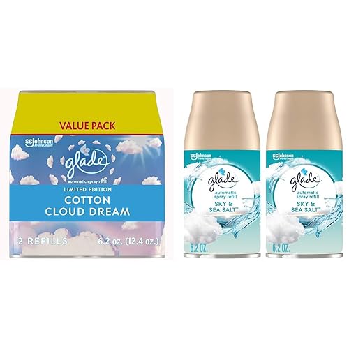 Glade Recambio automático en aerosol, ambientador para el hogar y el baño, Cotton Cloud Dream, 6.2 onzas, 2 unidades y recarga automática de