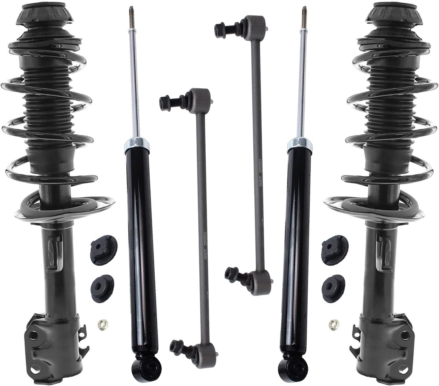 Detroit Axle - Struts Shocks Kit for 2010 2011 2012 2013 2014 2015 Toyota Prius, 2 Front Struts with Coil Spring 2 Front Sway Bar Links 2 Rear Shock Absorbers Suspension Replacement