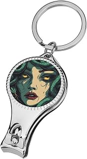 Medusa Greek Mythology Metal Nail Clipper Sharp Fingernail Cutter with Keychain and Nail File Corkscrew