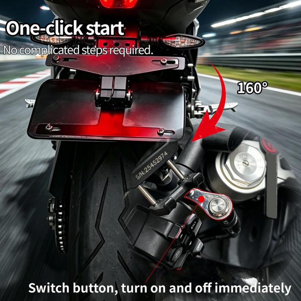 Support de Plaque d'immatriculation Rabattable Universel pour Moto, Support électrique réglable Pliable, pièce de Rechange pour Modification Moto
