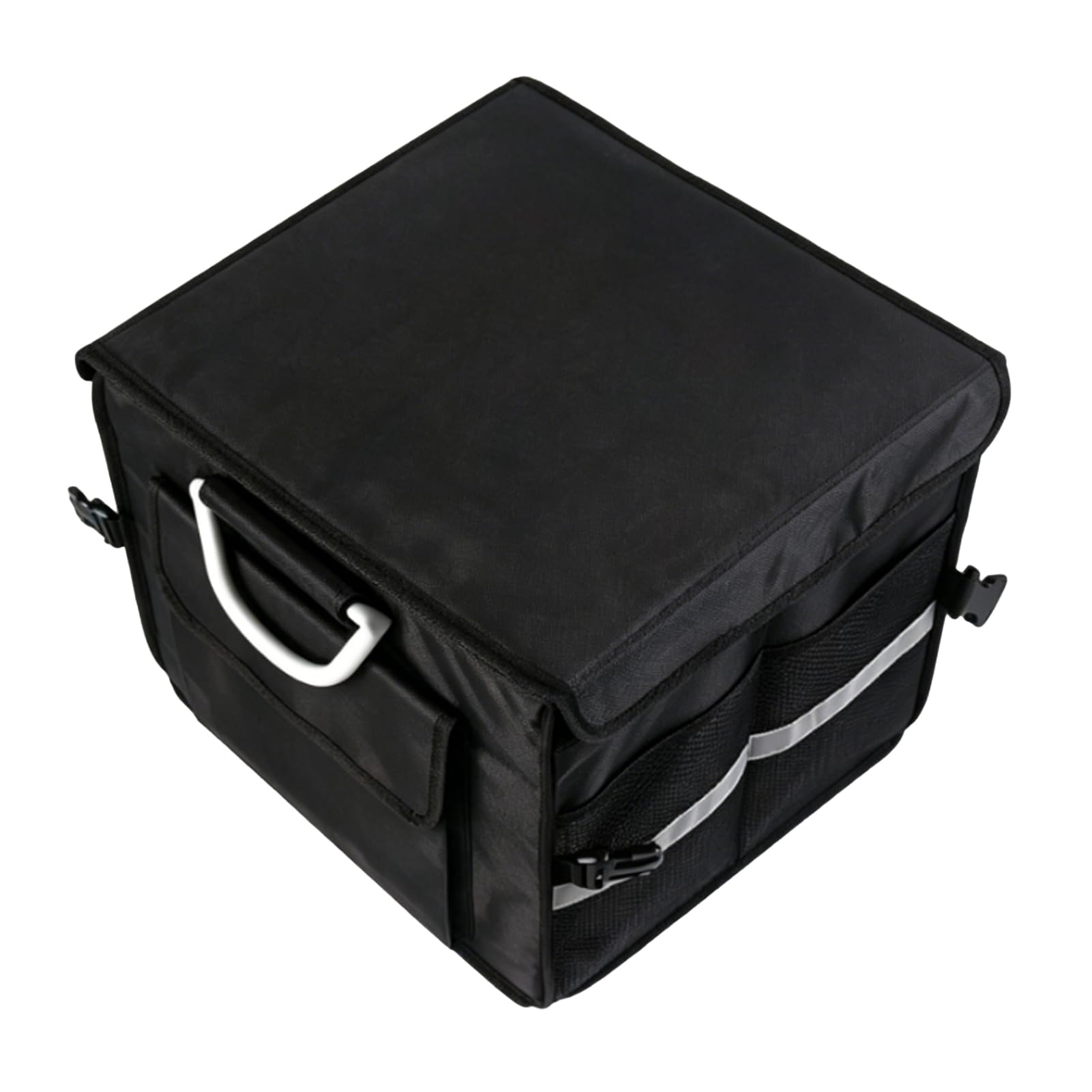 Cocoarm Petit Organisateur de Coffre, Organisateur de Coffre de Voiture Pliable de 28 L avec Couvercle et Poignée, Boîte de Rangement à 3 Compartiments, d'épicerie Pliable pour Siège Arrière de