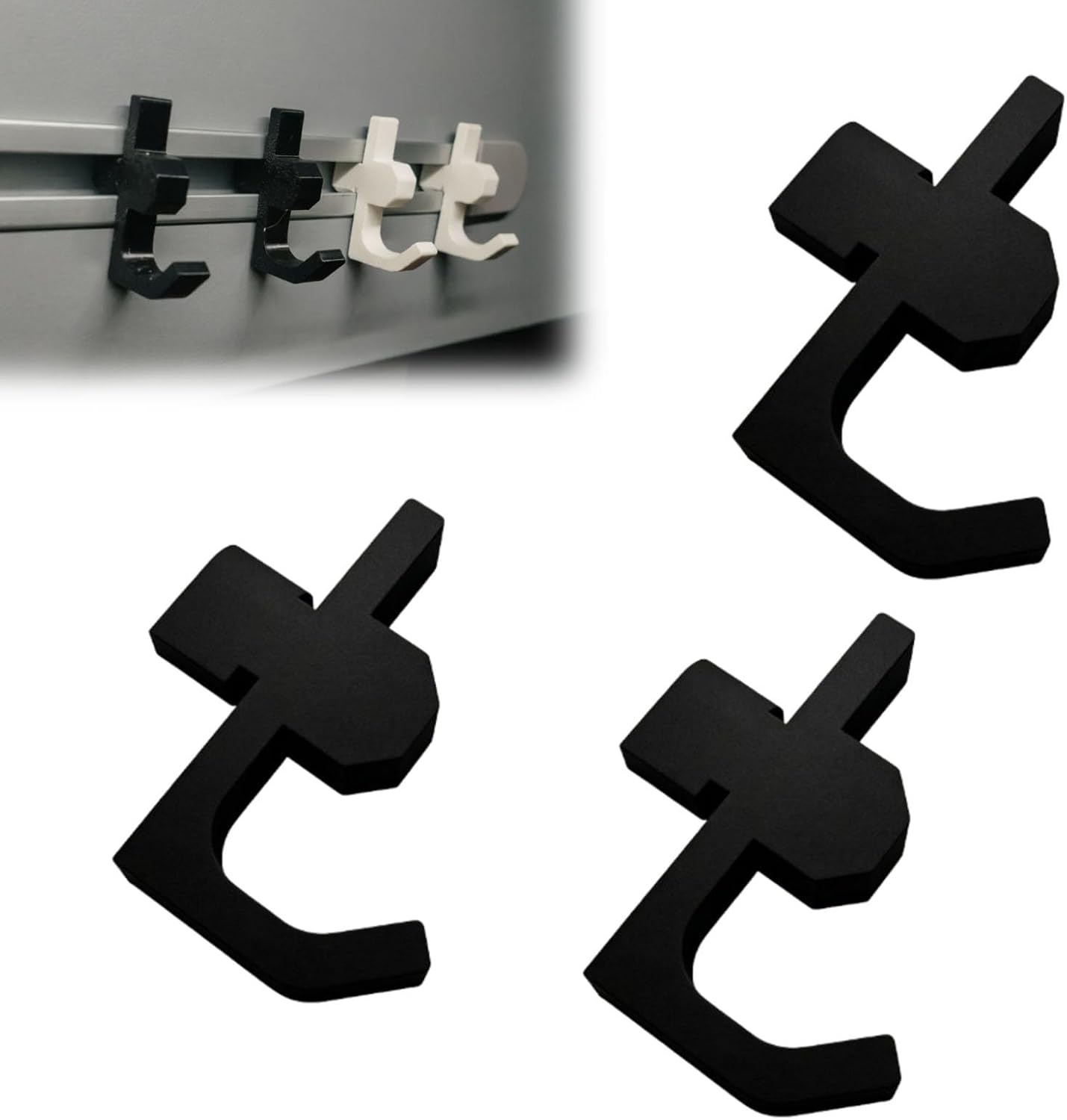 Camper T-Rail Hook Compatible with Carado and Sunlight (3pcs,Black)