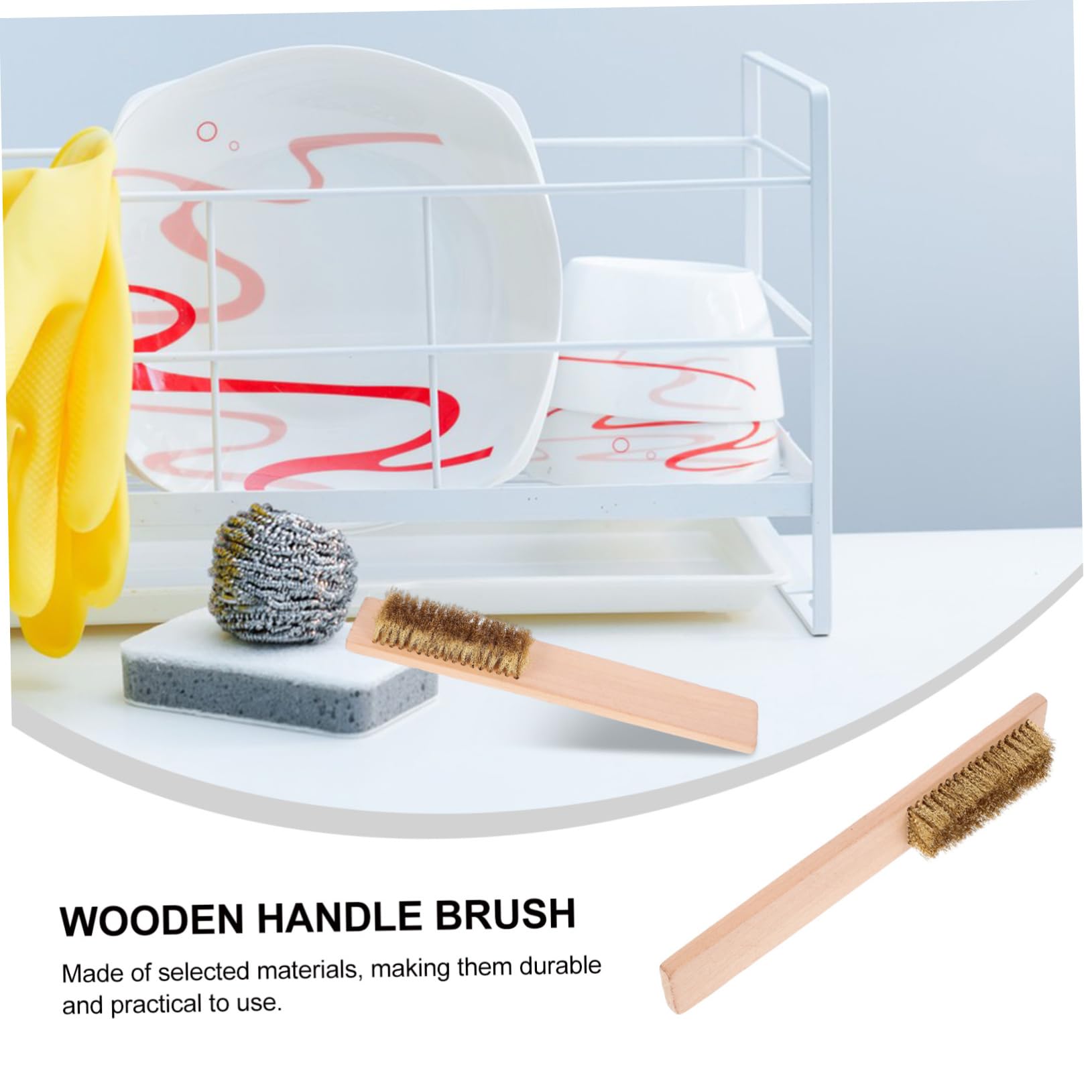 Happyyami 2pcs Wooden Handle Ski Wax Removing Brush Cleaning Tool for Ski and Snowboard Maintenance Compact and Portable Design for and Storage