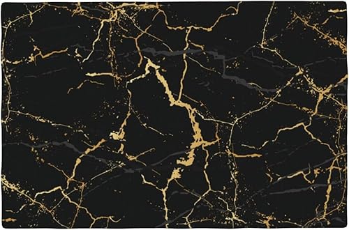 Miniatura 15 de Fiokroo Juego de 4 manteles individuales con textura de mármol con línea dorada, manteles individuales antideslizantes resistentes al calor, Textura