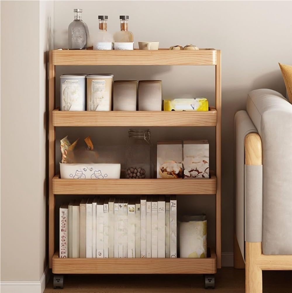 Carrito de almacenamiento delgado con ruedas de freno, estantes elevados para dormitorio, sala de estar, cocina y oficina