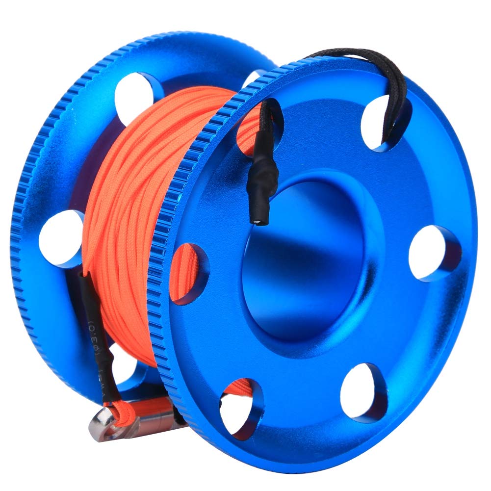 POENVFPO Bobine de Doigt de Plongée, Bobine de Doigt Compacte de Plongée sous-Marine en Acier Inoxydable avec Ligne Orange Fluorescente Haute visibilité pour la Plongée Souterraine, etc.