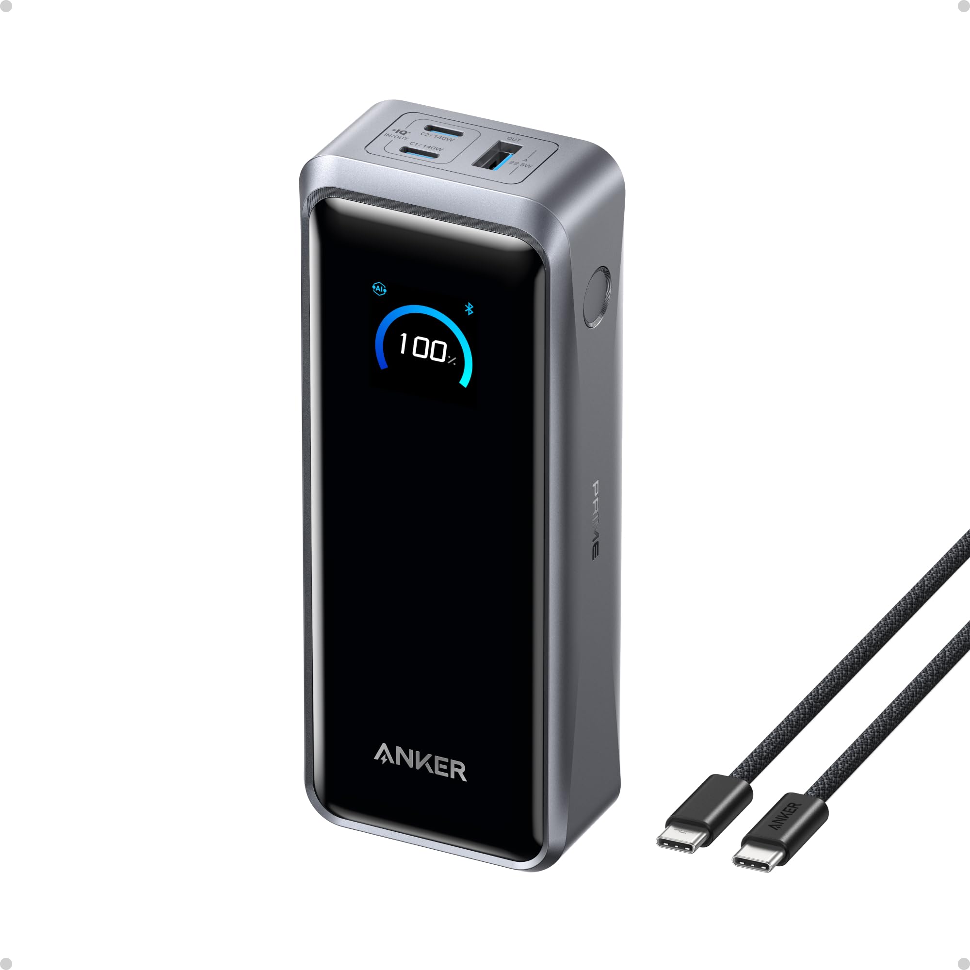 Anker Prime Power Bank 26.250 mAh, 300 W, 3 Puertos | Carga bidireccional, homologación TSA, control por app, para MacBook e iPhone 17/16. Base no incluida