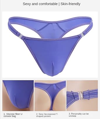 Faringoto Translucent Mens Nylon Thongs Men Button Bikini Briefs Gay G-string