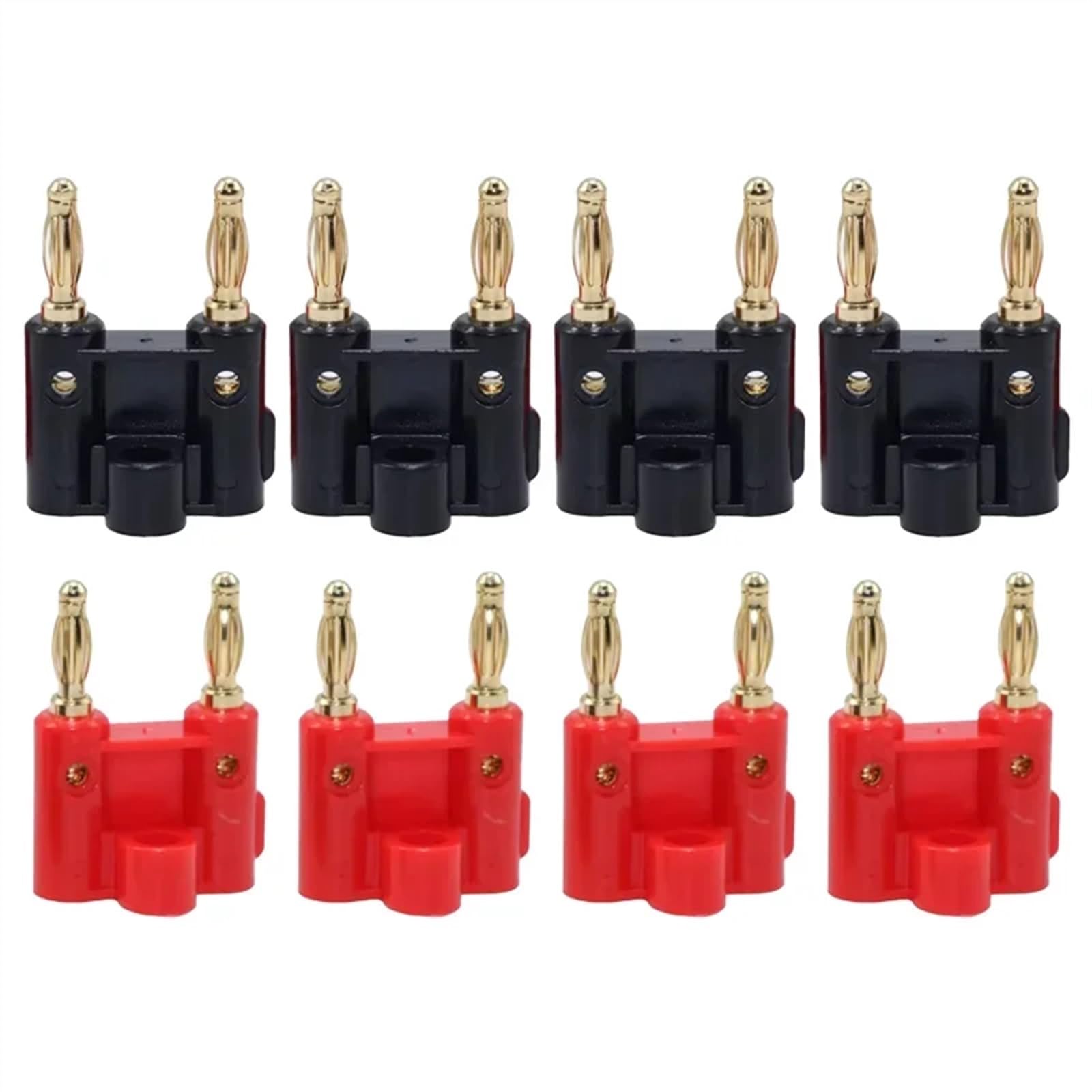 8/40 pièces plaqué Or Noir Rouge Double rangée fiche Banane mâle Haut-Parleur fiches Couple connecteur de Terminal for Fils câble(B 8Pcs)