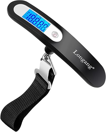 Báscula digital colgante para equipaje de 110 libras con retroiluminación para viajes, mango de pintura de goma y batería incluida