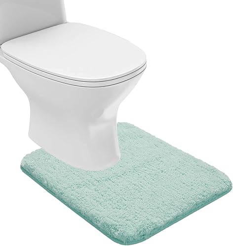 Suchtale - Tapete antideslizante para baño, alfombra peluda de microfibra suave, lavable a máquina, forma de U de felpa gruesa, absorbente de agua