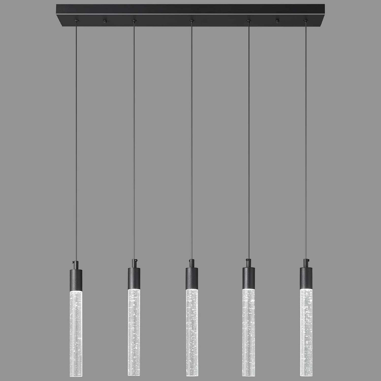 Kitchen Island Lighting Modern Light Fixture Black Pendant Light Dimmable LED Black Finish Mini Crystal Pendant Lights for Dining Room Living Room?5-Light? Black 5C-Light