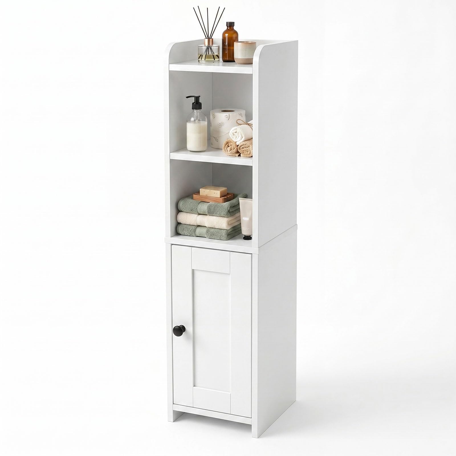 Levede Bathroom Cabinet Slim Corner Storage Adjustable Shelves PB MDF White