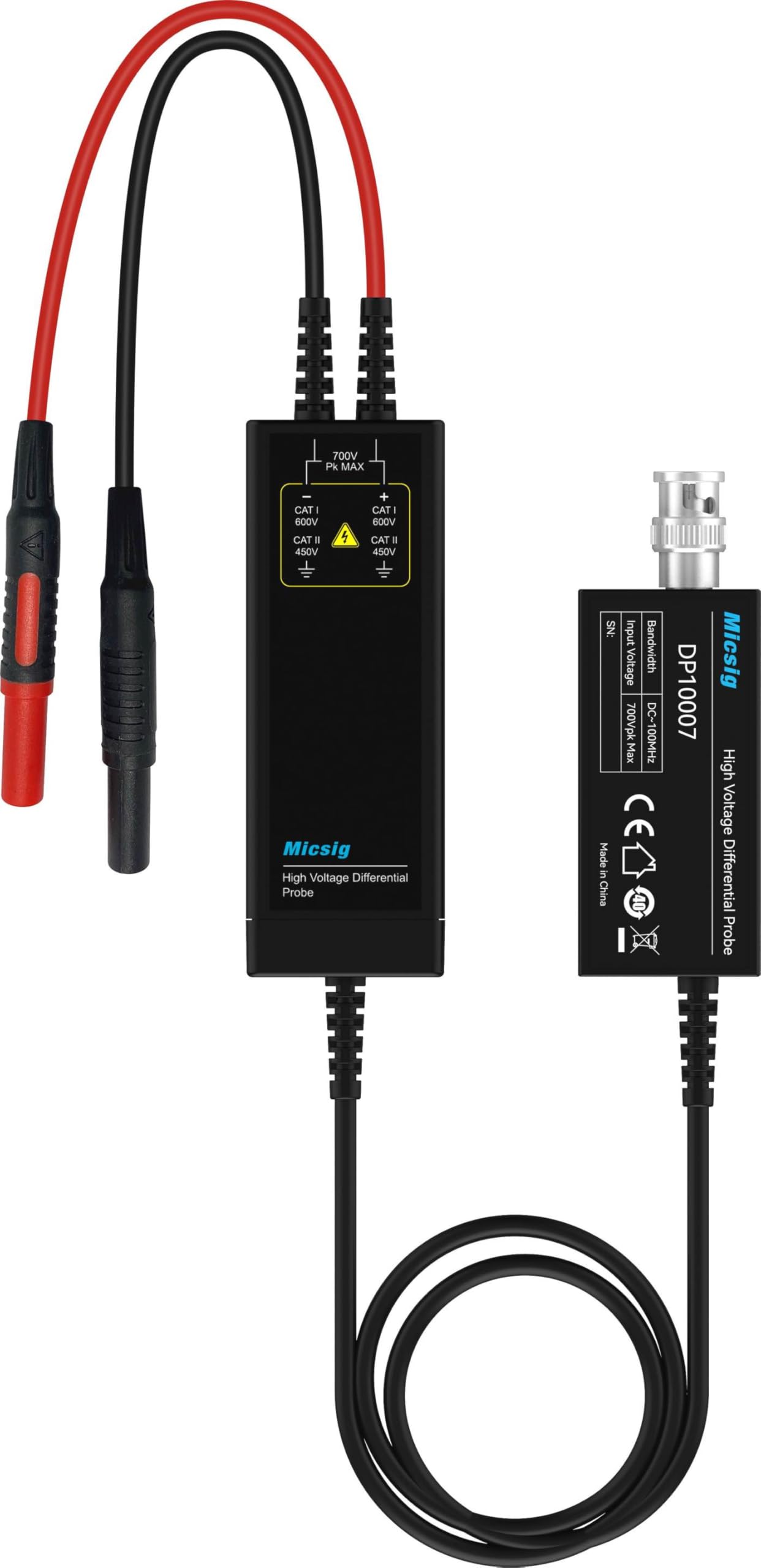 Micsig Votagle probe Micsig DP Series High Voltage Differential Probes can be used with any brand of oscilloscope,Easy self-calibration,Powered by USB output (DC 5V) (DP10007)