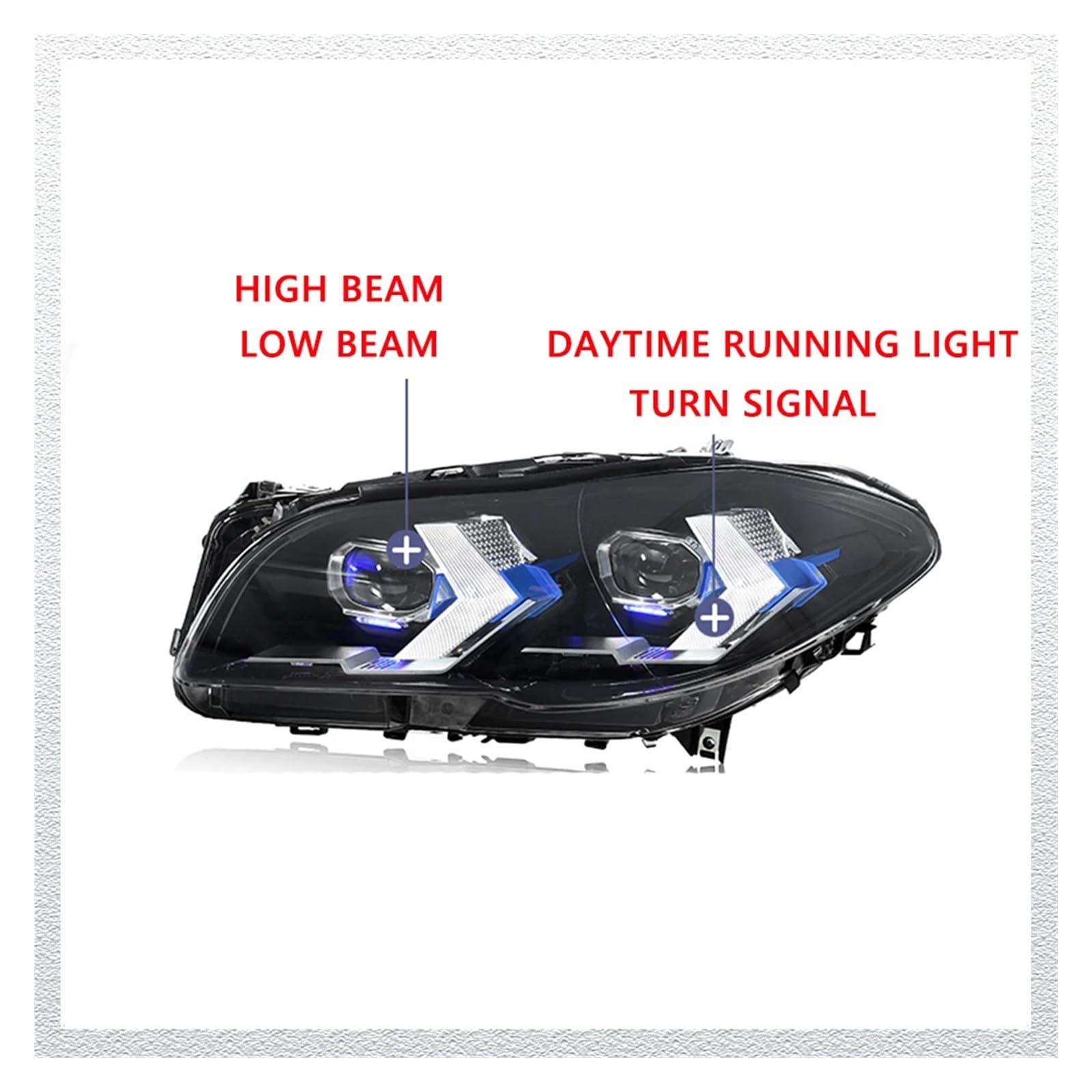 Pasuje do B//M//W serii 5 F10 F18 10-17 gorący styl Led DRL reflektor samochodowy montaż sygnału akcesoria samochodowe zmodyfikowana lampa reflektory LED(For 10-13 halgoen)