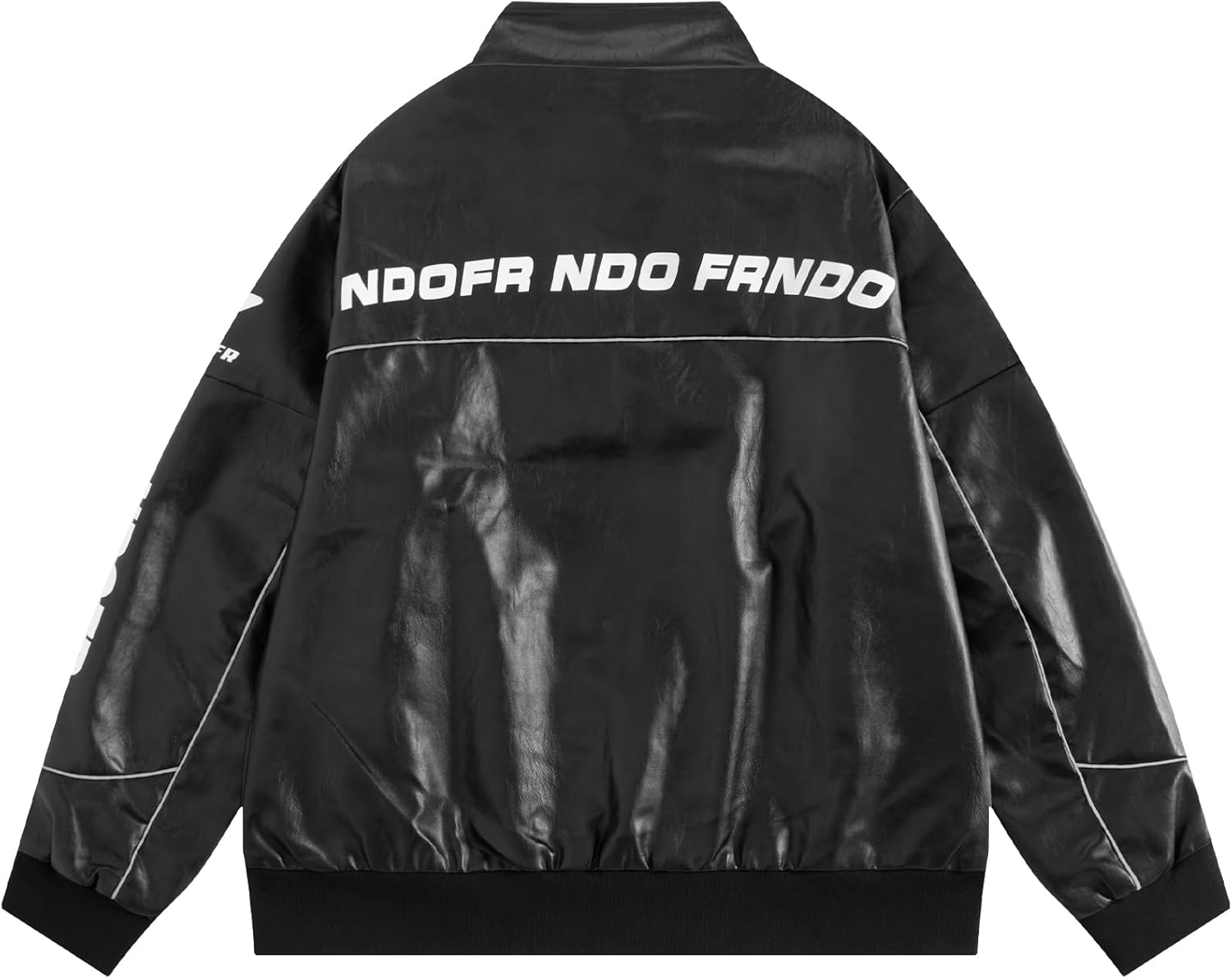 Vamtac Mens Bomber Jacket Oversized Faux Leather Jacket Y2k Vintage Racing Motorcycle Lightweight Coat Fall Winter - Image 4