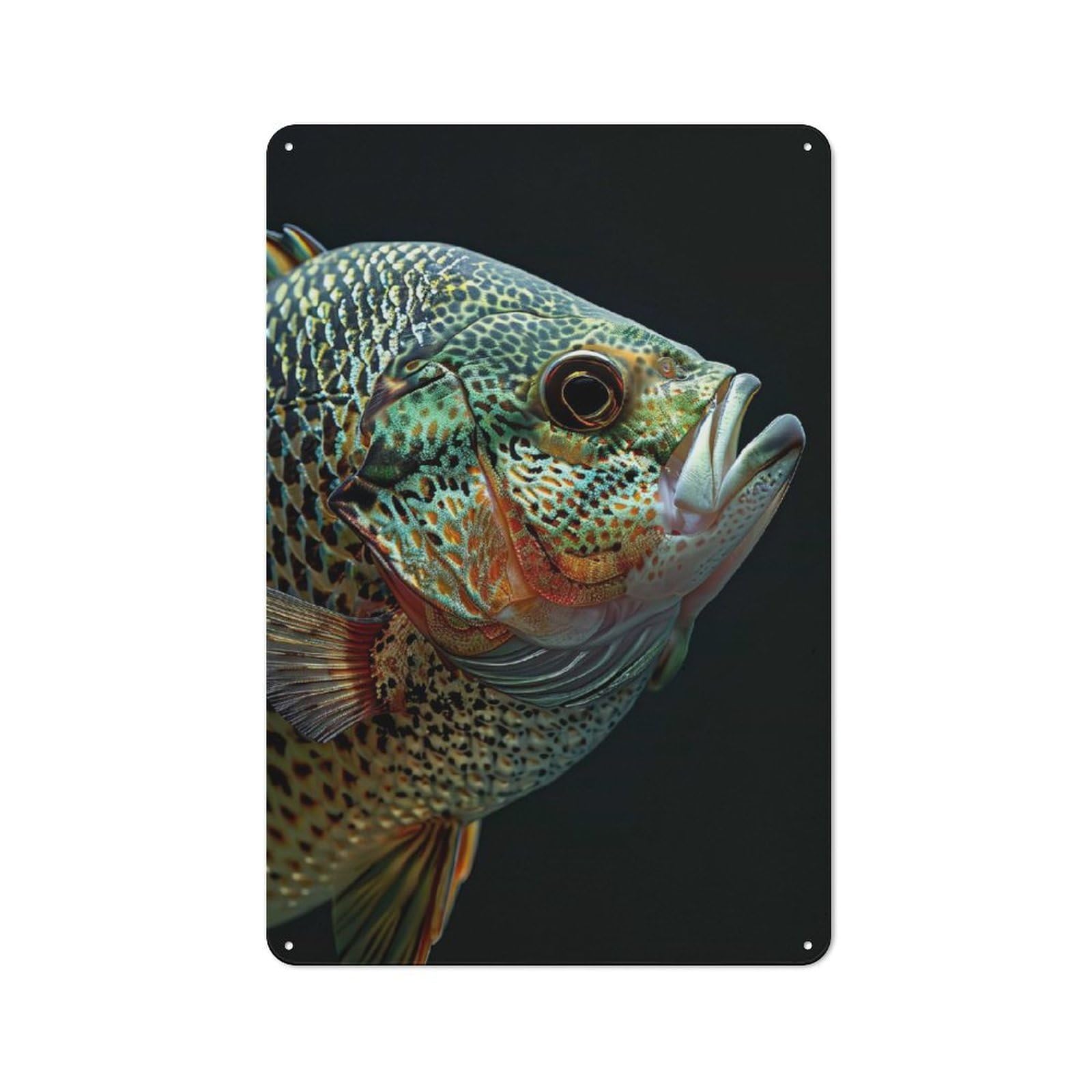 Metal Gift Sign with Crappie Fish Design 30x20cm, Character Room Wall Plaque for Flat, Dorm Room, Lounge Or Cafe