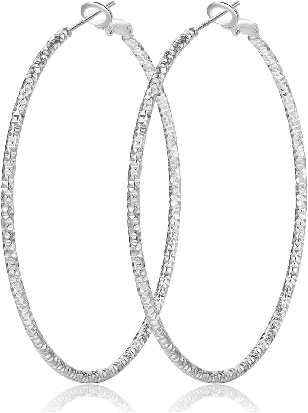 NEVEGE Gold Hoops Earrings for Women, 2mm Wide Lightweight Large Thin Gold Hoop Earrings 14k Gold Plated Hypoallergenic Sterling Silver Hoop Earring for Women 20/30/40/50/60MM