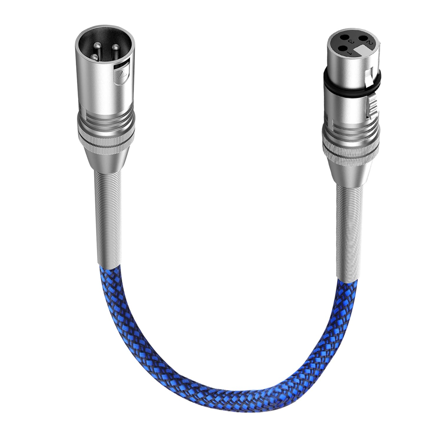 3-pinowy metalowy kabel mikrofonowy sprężynowy XLR męski na żeński Heavy Duty zrównoważony nylonowy pleciony kabel mikrofonowy kompatybilne głośniki, mikrofony (0,3 M)