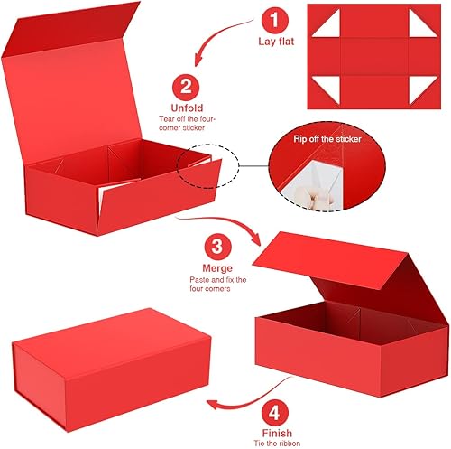 Miniatura 2 de MOZRRO Caja de regalo con tapas, 9.85 x 5.95 x 3.15 pulgadas, cajas de regalo con cierre magnético para embalaje de regalo, caja de regalo para