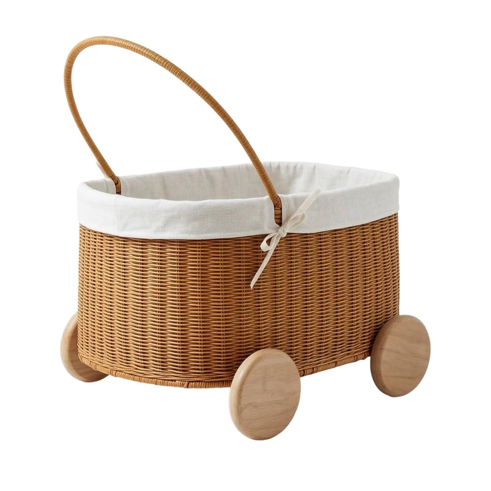 LOVIVER Carrito de Almacenamiento Infantil, Estilo Original De Madera, Estilo Infantil Ins, Estilo Japonés Minimalista, con Forro Interior