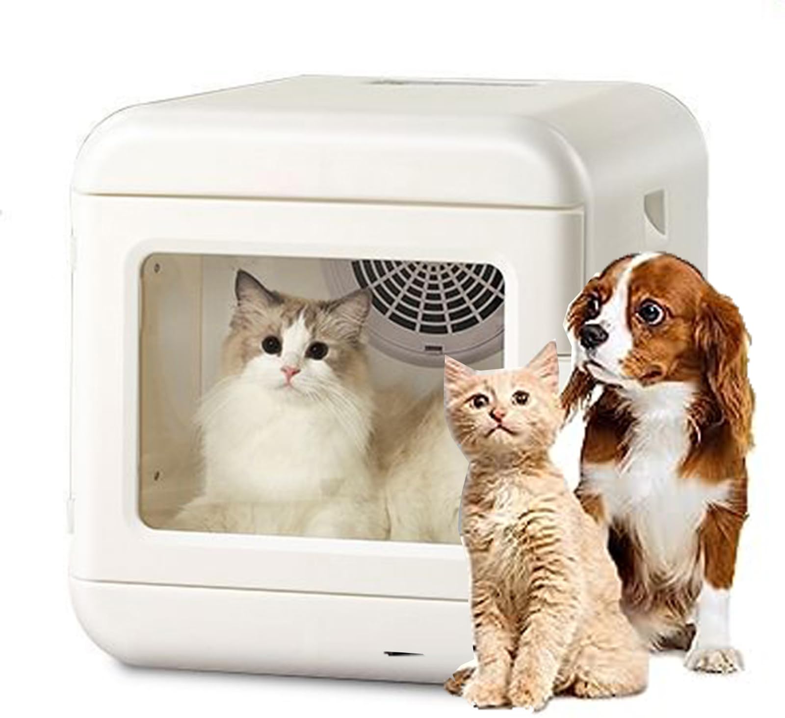 Secador de Pelo para Perros Ultra silencioso, Caja Secadora automática para Mascotas para Gatos y Perros pequeños, Capacidad de 60 litros con Control de Temperatura Inteligente y s