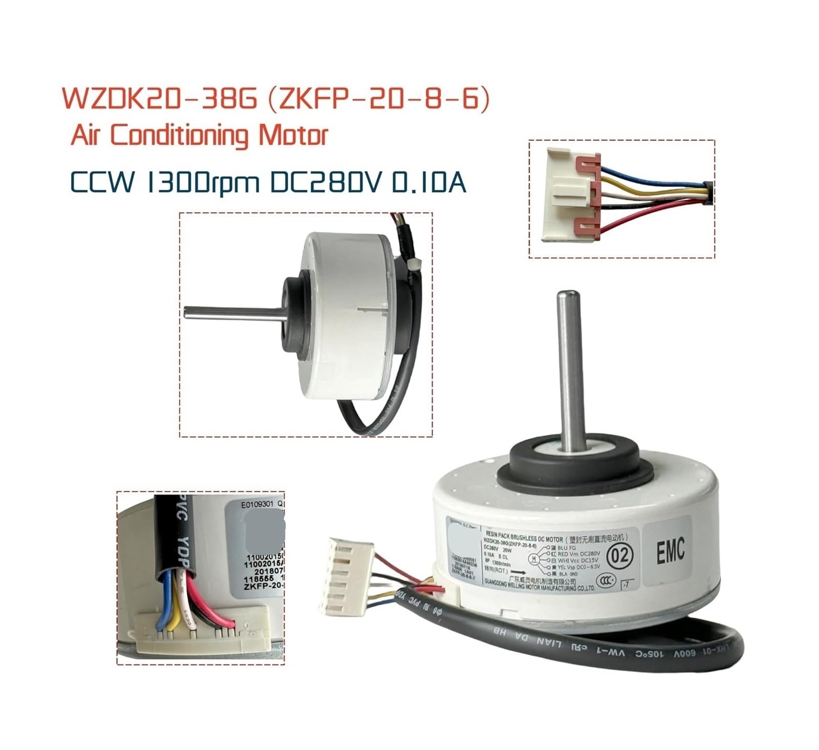 Klimaanlagenmotor WZDK20-38G ZKFP-20-8-6 DC bürstenloser Lüftermotor, 20 W Inverter-Klimaanlage bürstenloser DC-Motor