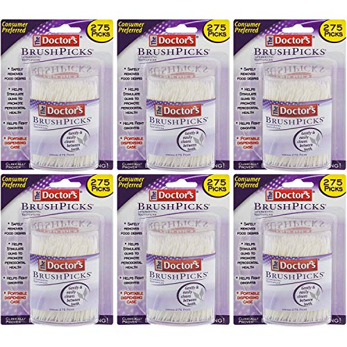 The Doctor's BrushPicks, Interdental Toothpicks, Safely Removes Food Debris, 275 Count (Pack of 6)