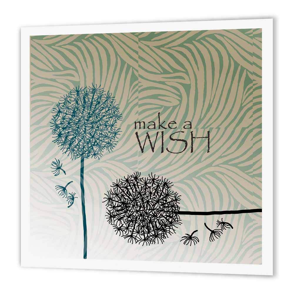 3dRose ht_63555_3 Inspired Teal Make A Wish Dandelion Flowers Iron on Heat Transfer, 10 by 10", for White Material