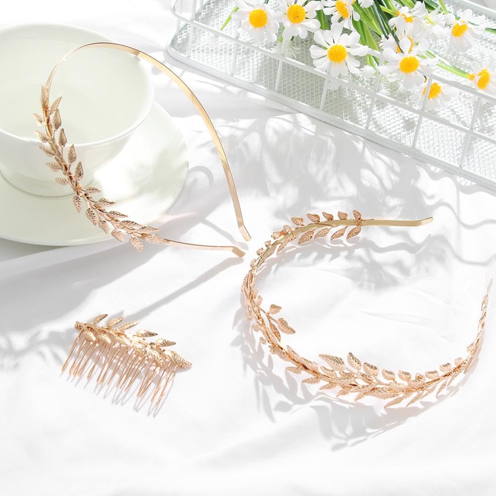 Vintage Alloy Hairbands Golden Leaf Hair Accessories Elegant Wedding Headbands for Women - Image 3