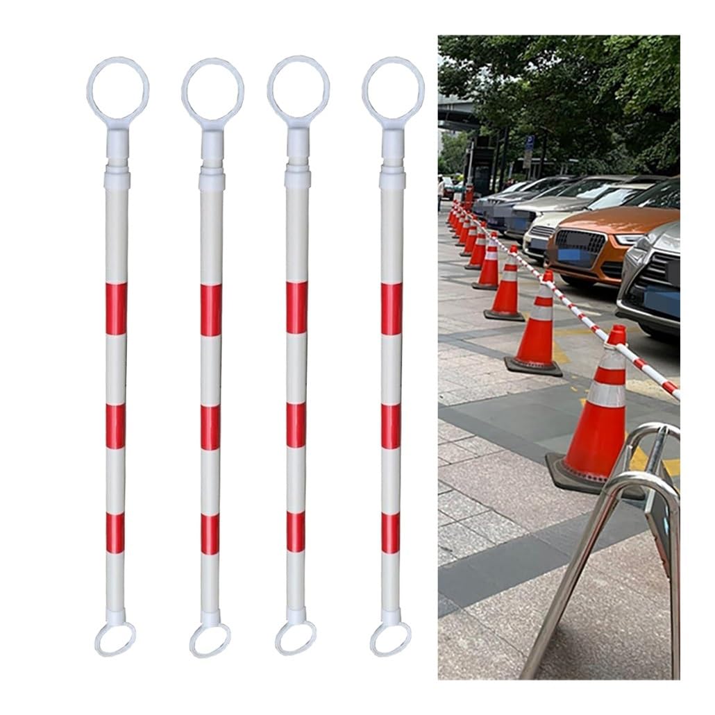 SGKOMN Reflective Expandable Traffic Cone Barrier Bar, Adjustable 5.2 ft to 9.8 ft, Retractable Safety Cones for Parking Lots, Emergency Road Use, 1.6-3m-4pcs