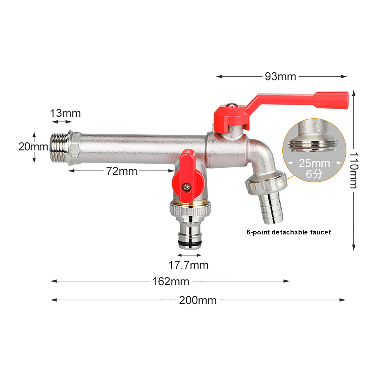 inless Stahl Gartenschlauch Verteiler 3/4 Zoll Dual Outlet Wasserteiler Heavy-Du Gelb Schlauchverbinder für Garten und Waschmaschine