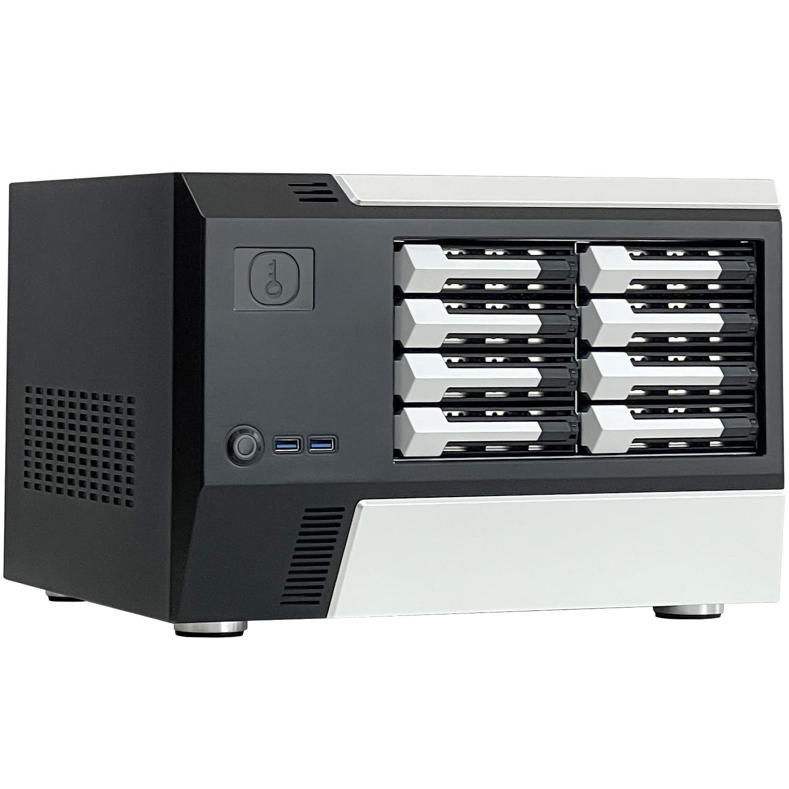 Generic ZhenLoong-X86 8 Bay Hard Disk Drive hot swappble NAS case Server Storage Chassis 12Gb backbplane SFF8643 Support MATX/ITX MB Comes with Enhance ENP7140B 400W Flex PSU/USB3.0 * 2