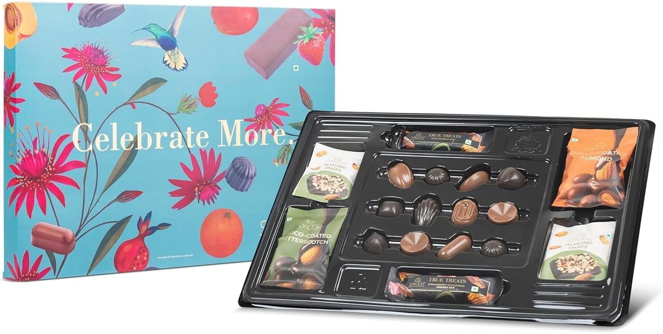 SMOOR Premium Celebration Box of 20 | Chocolates Gift Pack Gifting best for Wedding, Birthday, Anniversary, Gifting & Snacking, Festive & Celebration | (262gm)