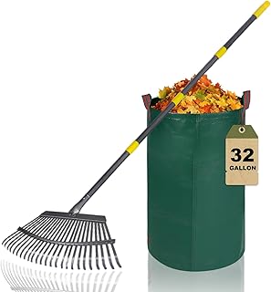 Adjustable Metal Rake with Leaf Bag