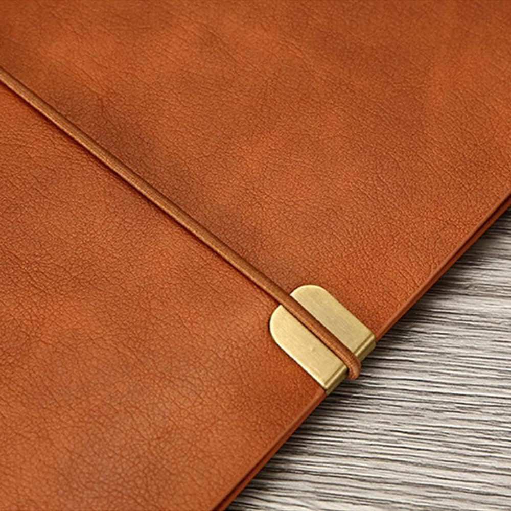 BE-TOOL A5 Leather Travelers Notebook Refillable Vintage Note Book with Lined Insert, Binder Journal 192 Pages Per Book for Office Home Travel Business Writing(Orange, 3 Pcs)